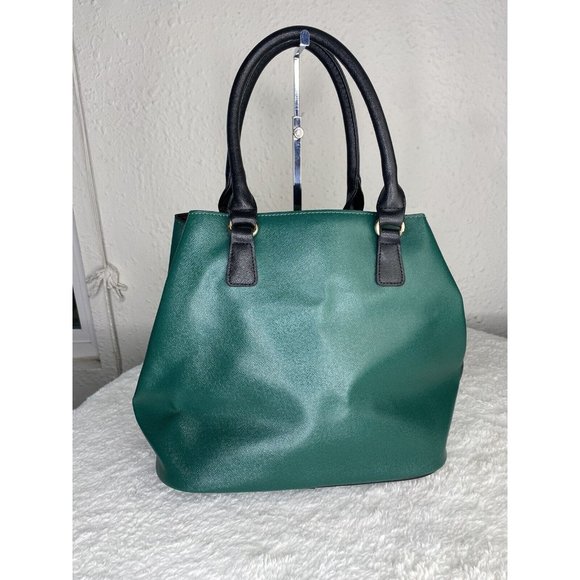 Womens Hat Style Purse Green Black Handbag Satchel - Picture 5 of 11